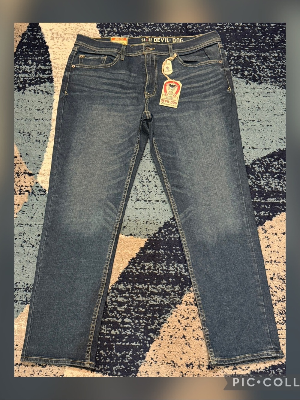 NWT Devil-Dog Dungarees Athletic Fit Jeans Men’s 34x32 Medium Wash Stretch Denim
